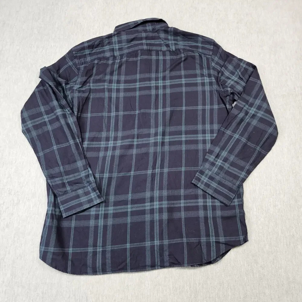 Banana Republic Shirt Mens XL Blue Plaid Flannel Button Up Long Sleeve